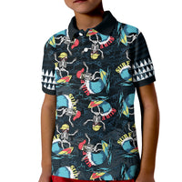 Custom Hawaii Skeleton Surf Polo Shirt KID Halloween Hawaiian Tribal LT13 - Wonder Print Shop