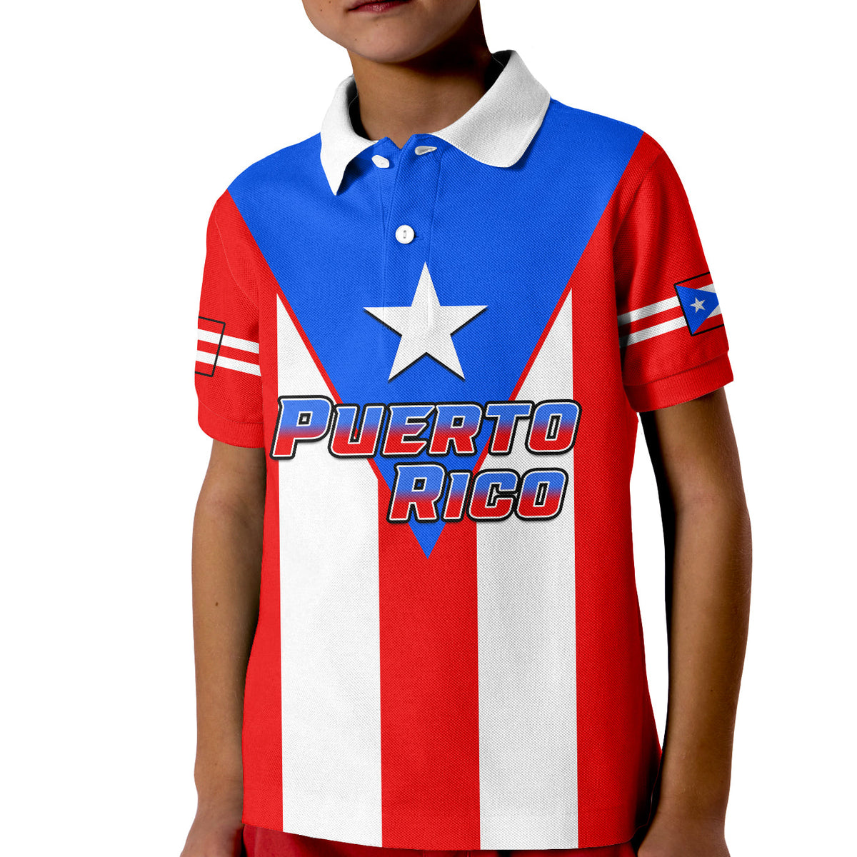 Custom Puerto Rico Polo Shirt KID Coat Of Arms Mix Flag - Wonder Print Shop