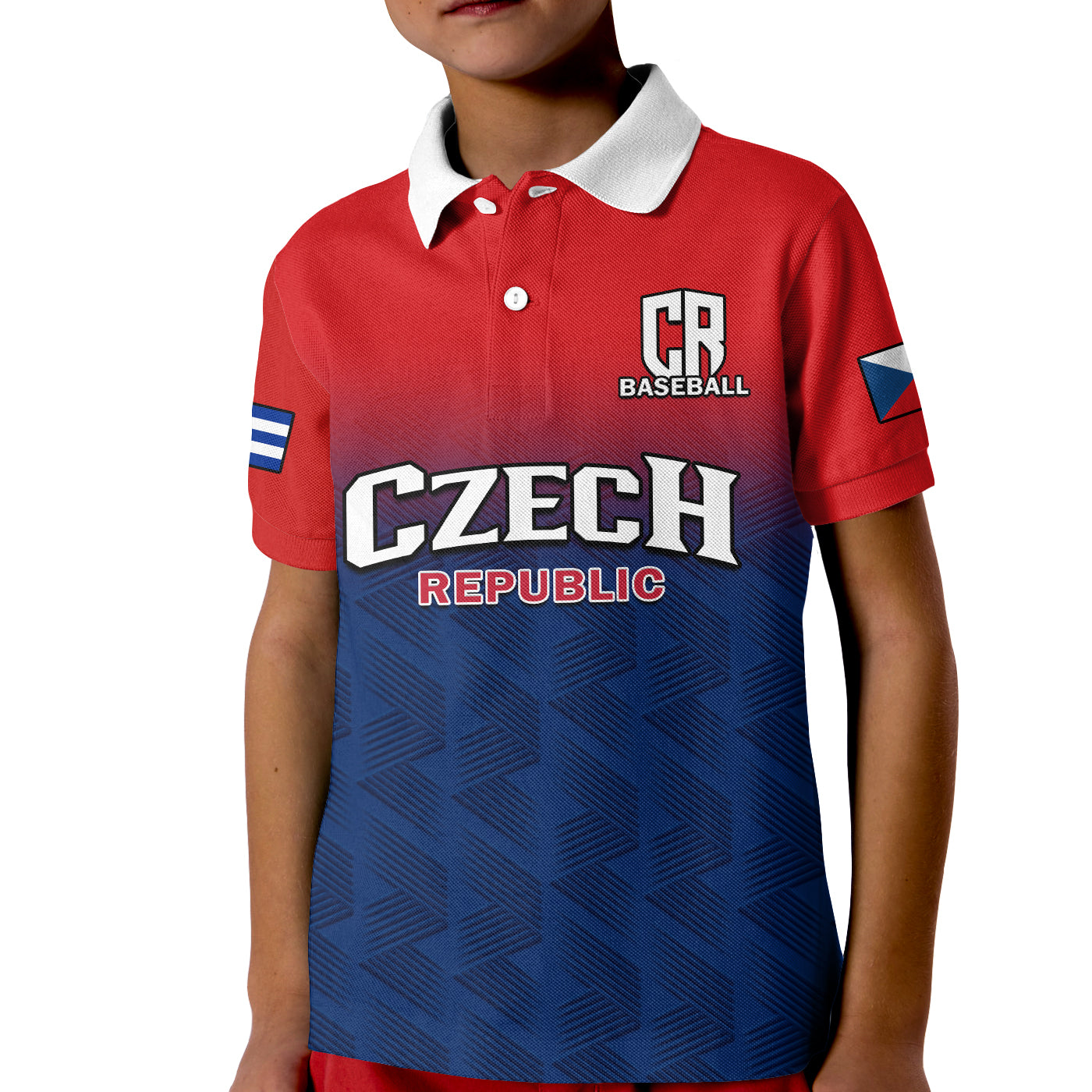 (Custom Text And Number) Czech Republic Polo Shirt 2023 KID Baseball - Wonder Print Shop