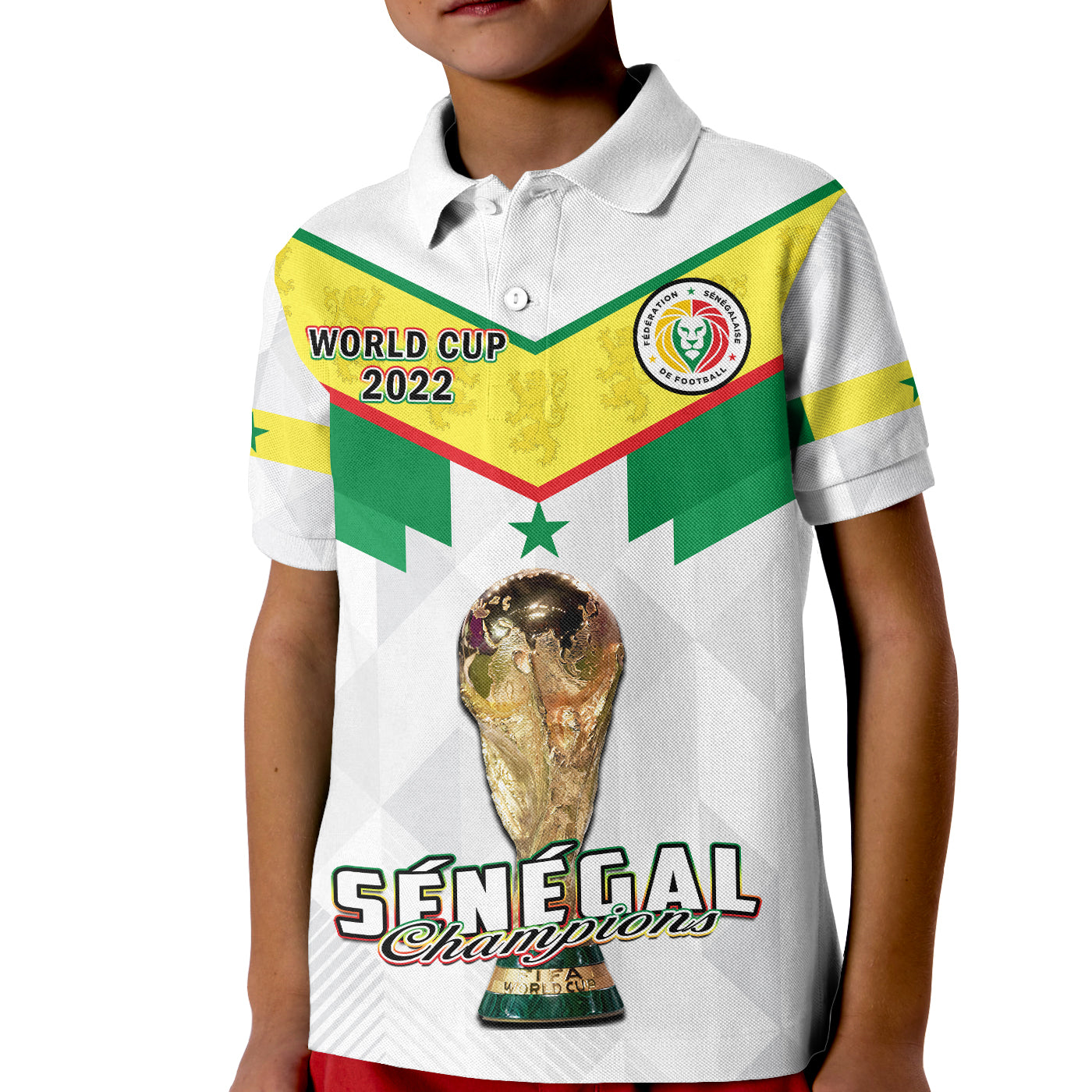 Senegal Football Polo Shirt KID Champions WC 2022 - Wonder Print Shop