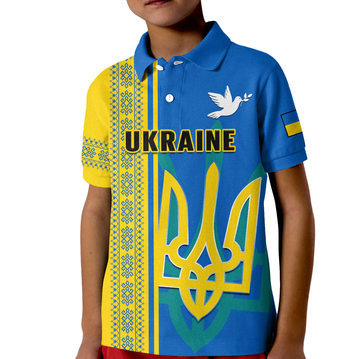 Ukraine Unity Day Polo Shirt KID Folk Ukrainian Coat Of Arms - Wonder Print Shop