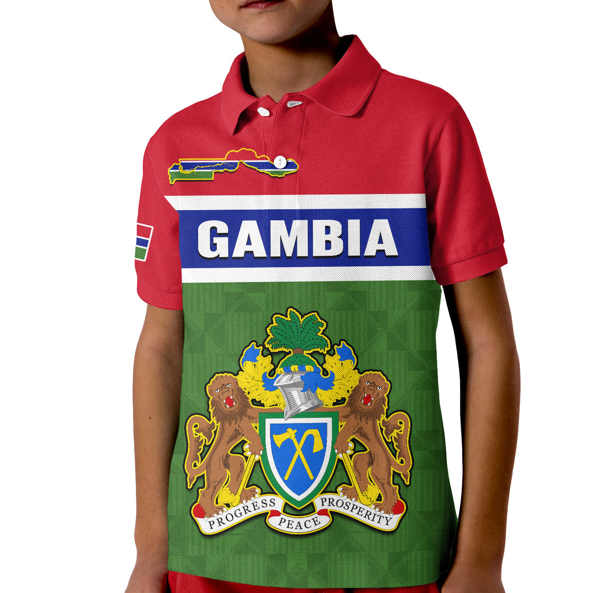 Gambia Polo Shirt KID Happy 58th Independence Anniversary Flag Style - Wonder Print Shop
