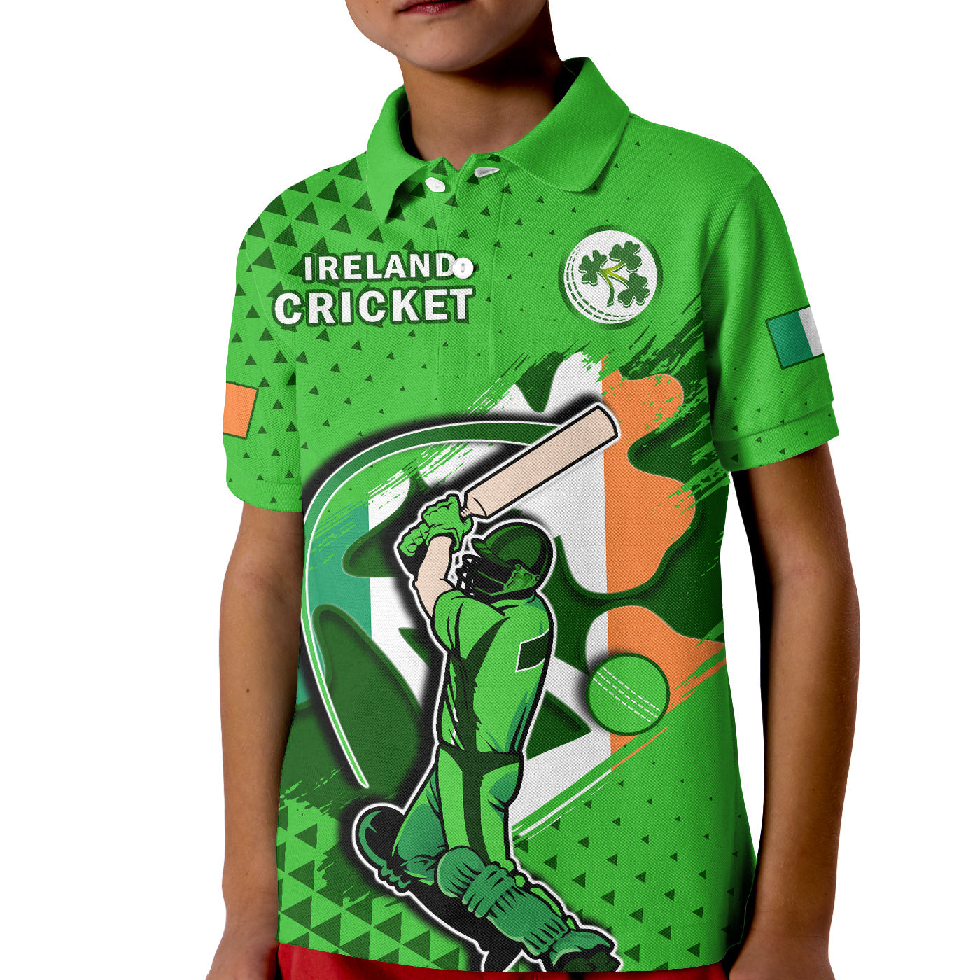 Ireland Cricket Polo Shirt KID Irish Flag Shamrock Sporty Style - Wonder Print Shop