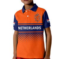 (Custom Text And Number) Netherlands Cricket Polo Shirt KID ODI Simple Orange Style - Wonder Print Shop