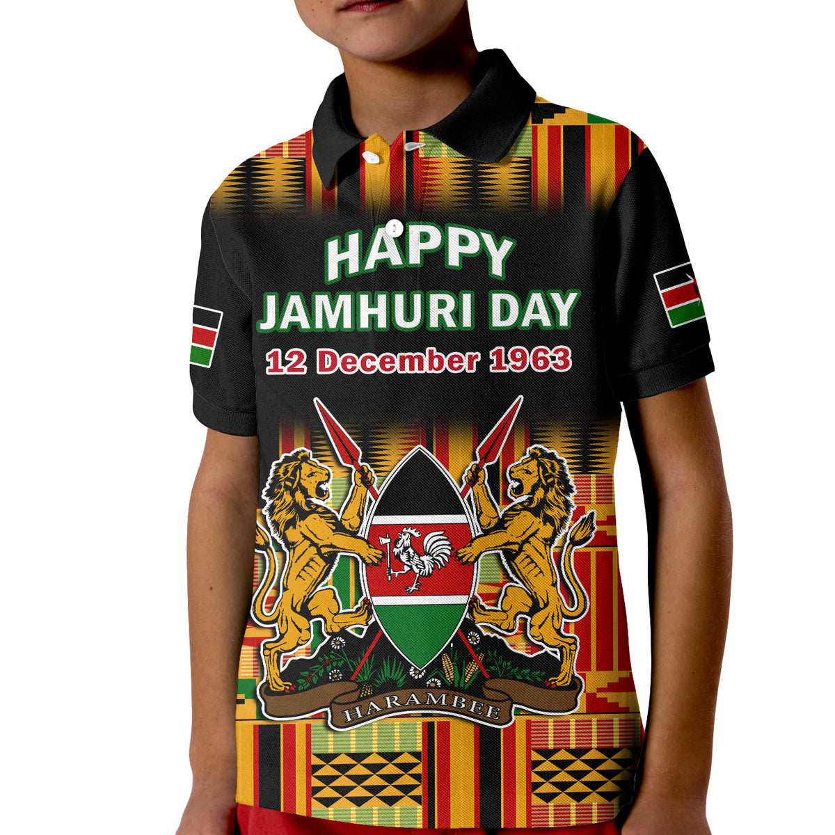 Custom Kenya Polo Shirt Happy Jamhuri Day Kenyan Pattern - Wonder Print Shop