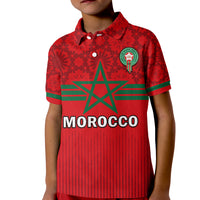 (Custom Text And Number) Morocco Football Polo Shirt Football 2022 Red Moroccan Pattern - Wonder Print Shop