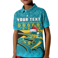 Custom Bahamas Polo Shirt KID Bahamian Blue Marlin Merry Christmas - Wonder Print Shop
