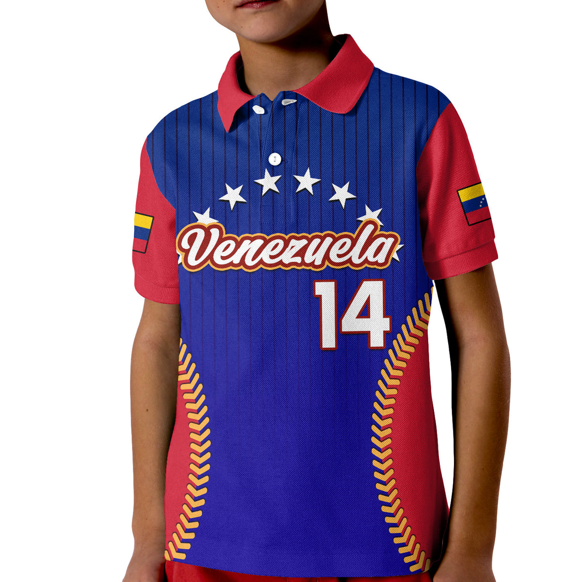 (Custom Text And Number) Venezuela Polo Shirt 2023 KID Baseball Sporty Version - Wonder Print Shop