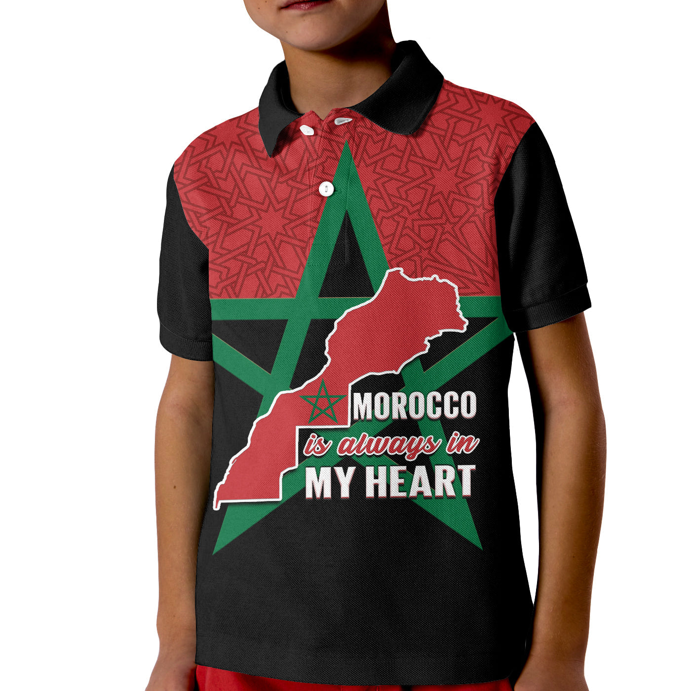 Western Sahara Morocco Polo Shirt KID Map Black Moroccan Is Always In My Heart - Wonder Print Shop
