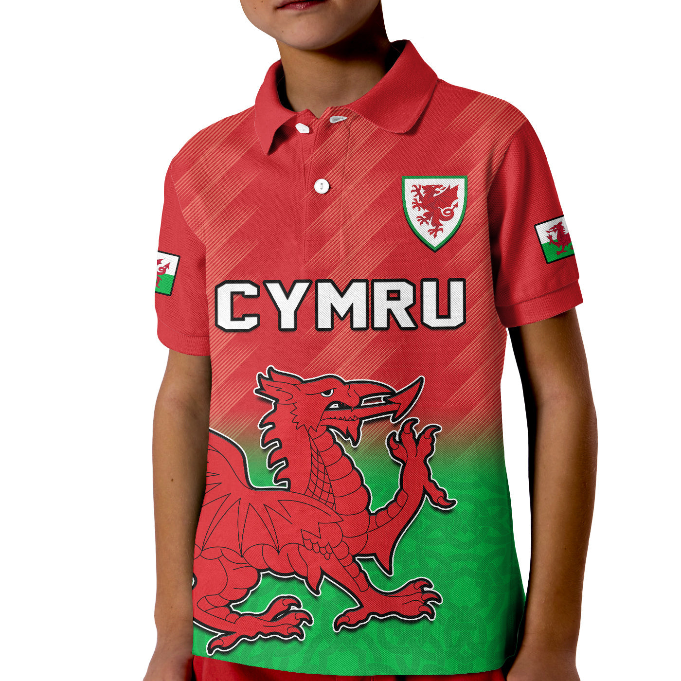 Wales Football Polo Shirt KID Football 2022 Come On Cymru Yma O Hyd - Wonder Print Shop