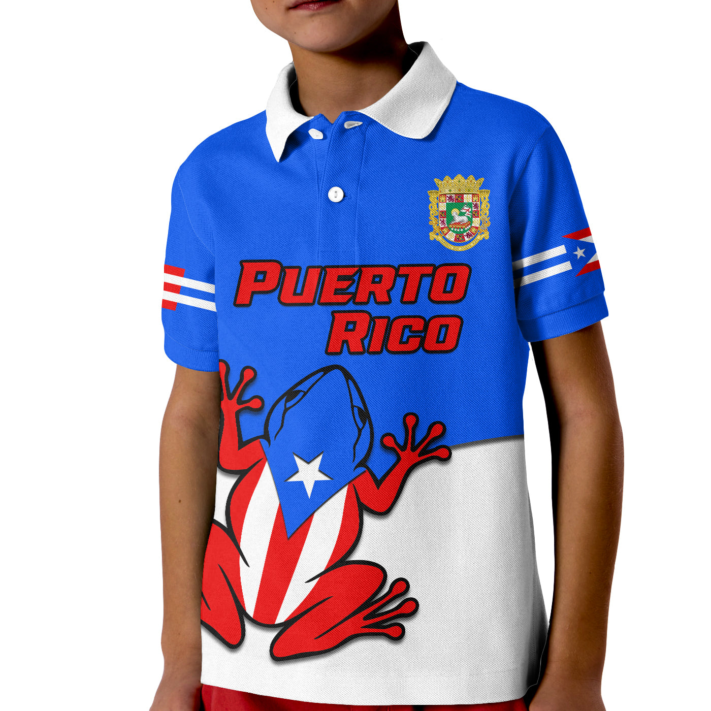Custom Puerto Rico Polo Shirt KID Coqui Frog Simple Style - Wonder Print Shop