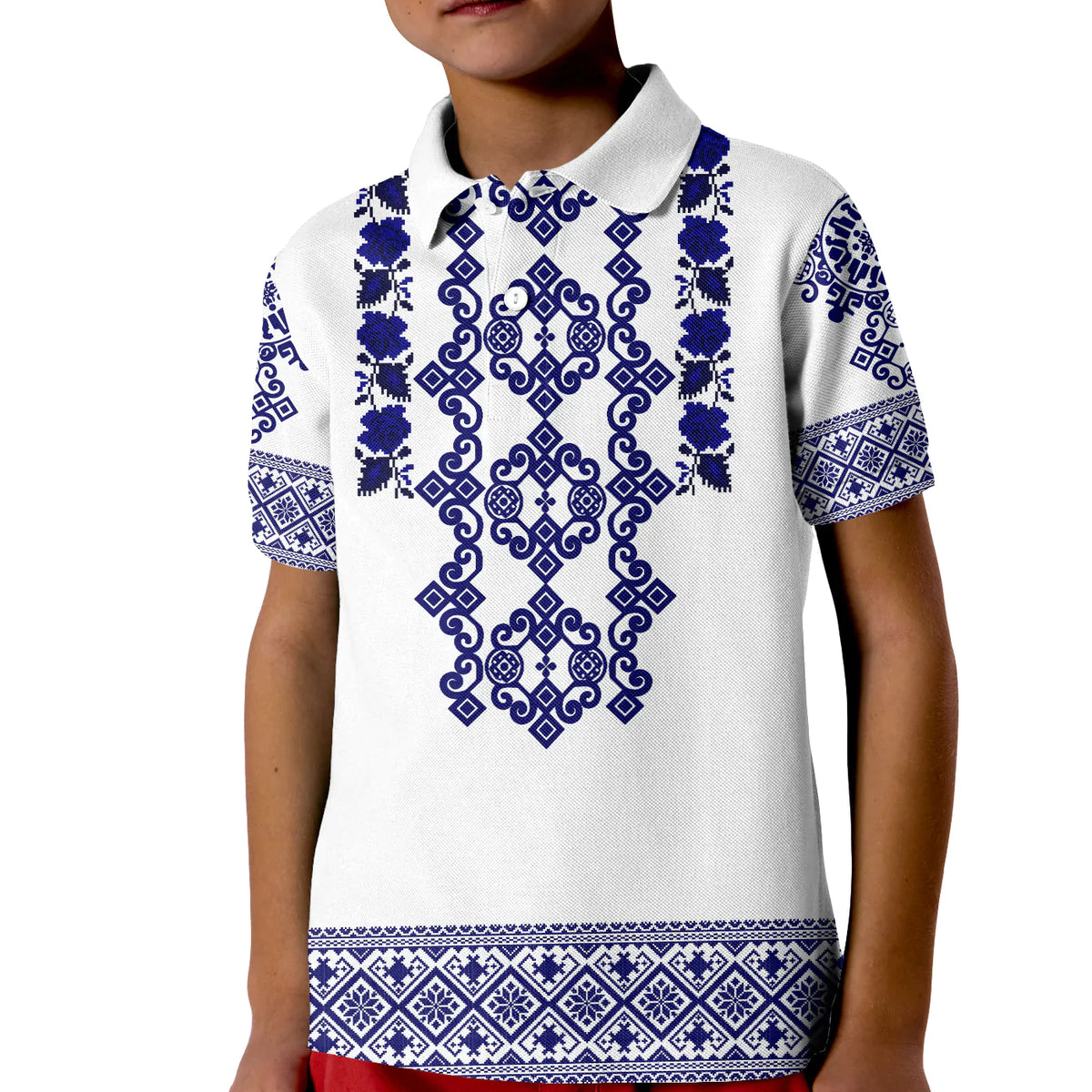 Custom Ukraine Polo Shirt Navy Ukrainian Folk - Wonder Print Shop