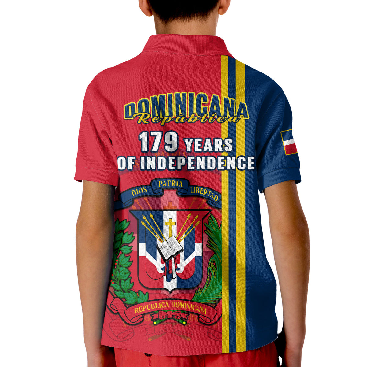 Dominican Republic Polo Shirt KID Happy 179 Years Of Independence - Wonder Print Shop
