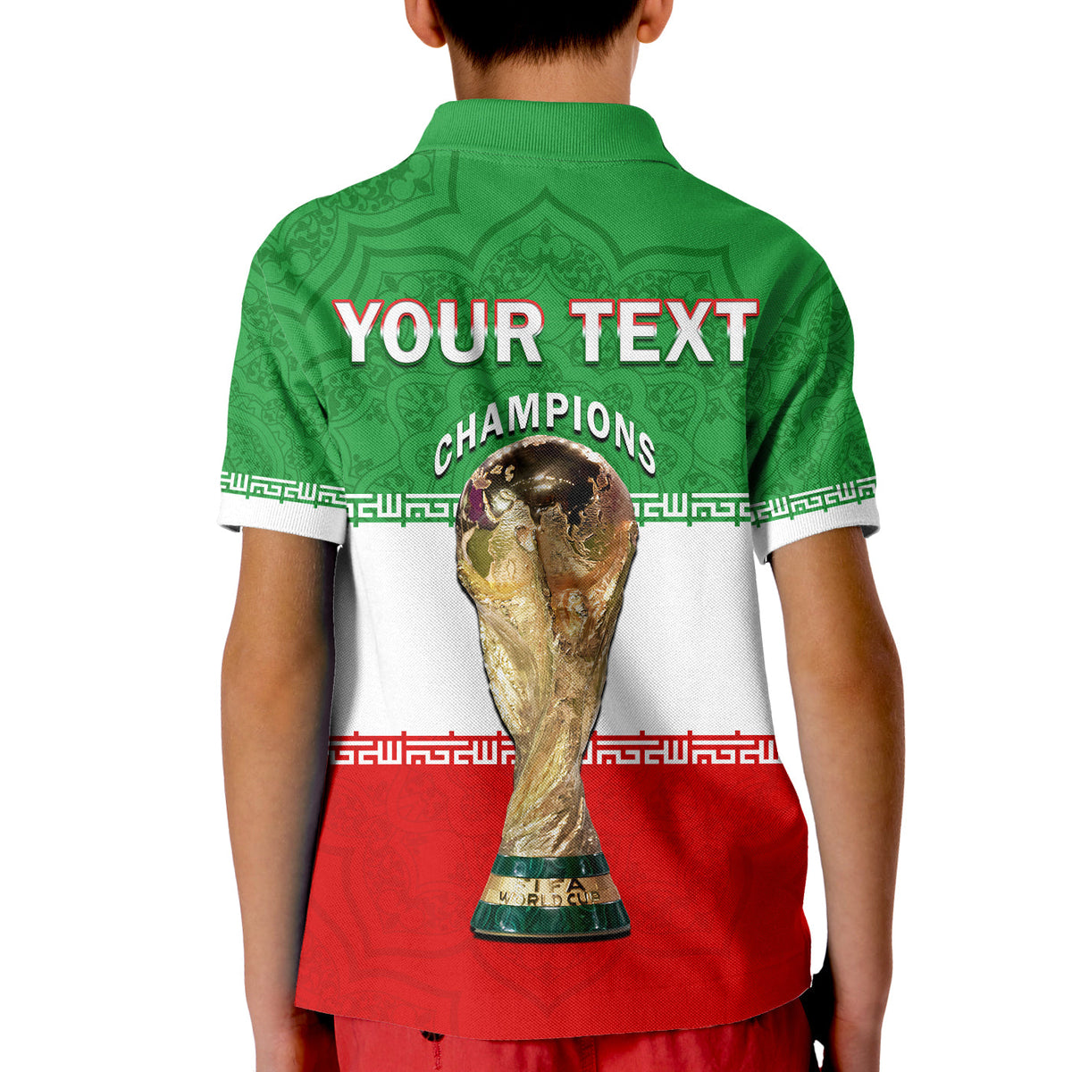 Custom Iran Football Polo Shirt KID Team Melli Champions Football 2022 - Wonder Print Shop