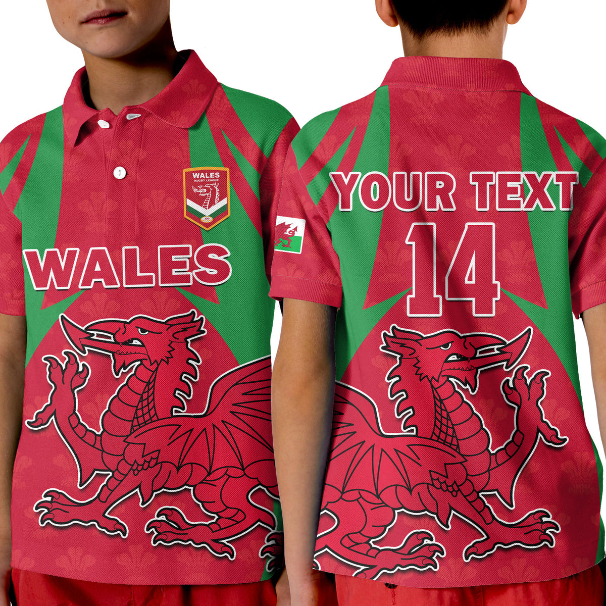 (Custom Text And Number) Wales Rugby Polo Shirt The Dragons National Team Come On Cymru - Wonder Print Shop
