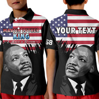 Custom United States Polo Shirt United States Happy MLK Day Flag Grunge Style - Wonder Print Shop
