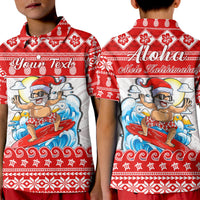 Custom Christmas Hawaii Polo Shirt KID Surfing Santa Mele Kalikimaka Polynesian - Wonder Print Shop