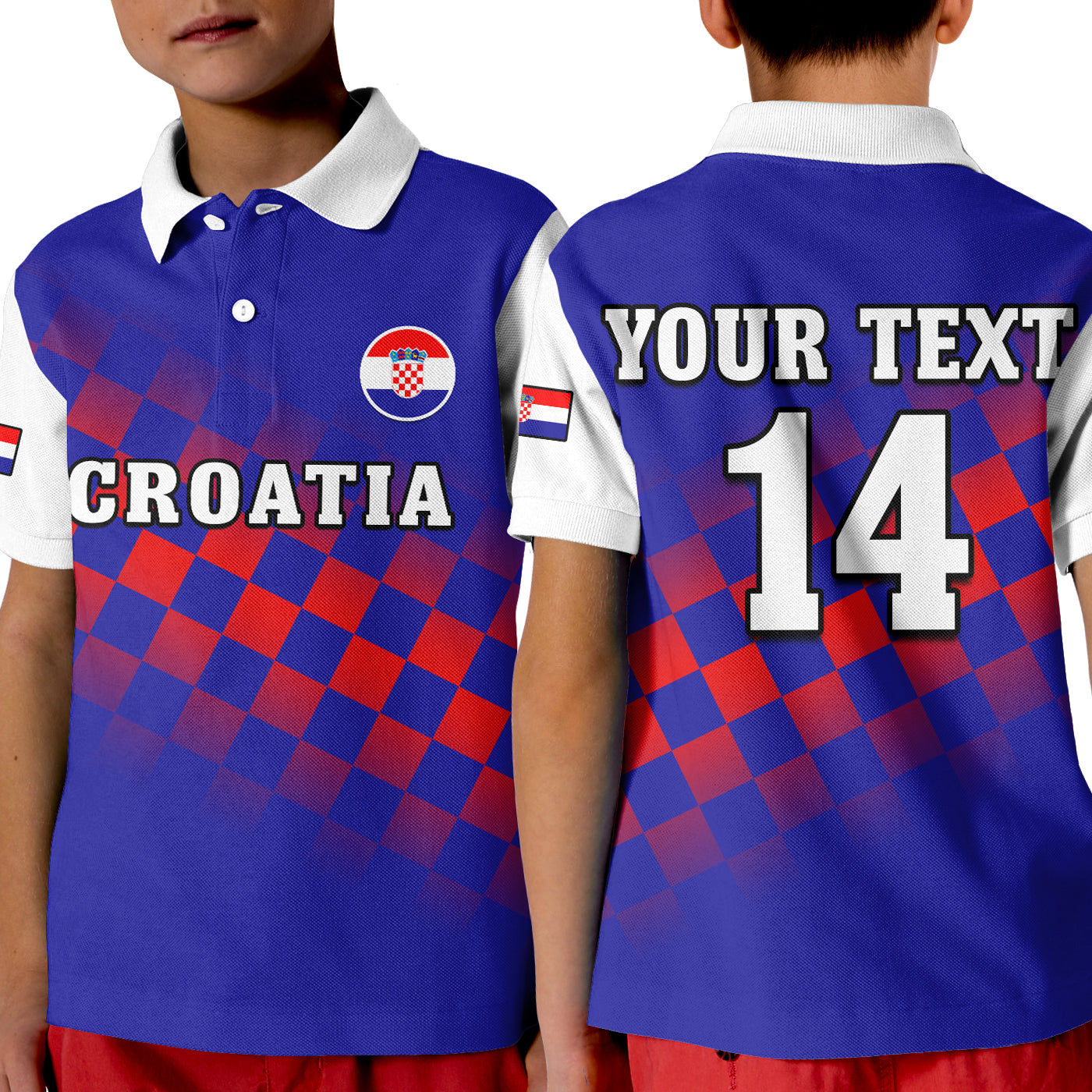 custom-text-and-number-croatia-football-polo-shirt-kid-hrvatska-checkerboard-blue-version