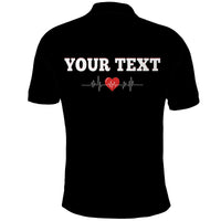 Custom American Valentines Day Polo Shirt Black My Heart Only Beats For Him - Wonder Print Shop