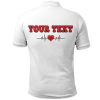 Custom American Valentines Day Polo Shirt White My Heart Only Beats For Him - Wonder Print Shop