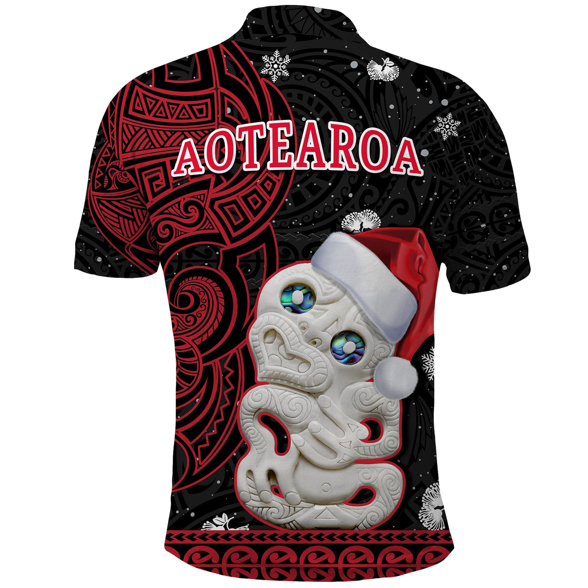 Custom New Zealand Polo Shirt Christmas Hei Tiki Red Pohutukawa Meri Kirihimete - Wonder Print Shop