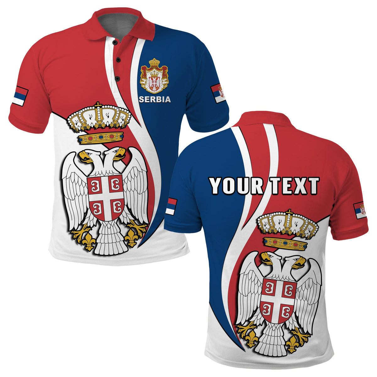 Custom Serbia Polo Shirt Happy Serbian Statehood Day With Coat Of Arms - Wonder Print Shop