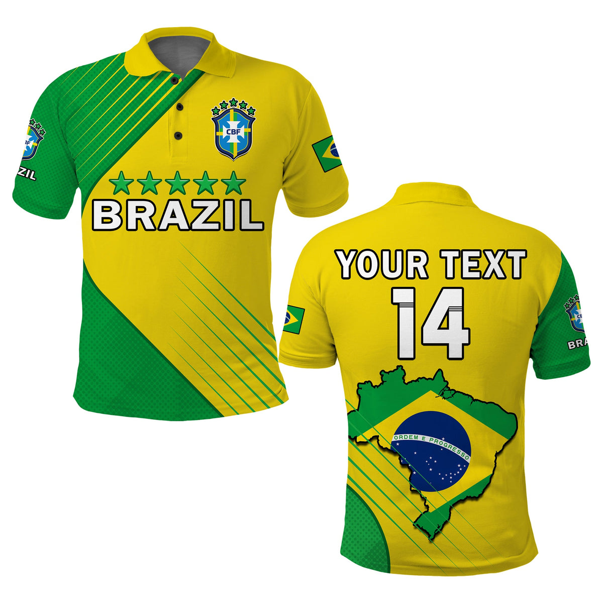 (Custom Text And Number) Brazil Football Polo Shirt Brasil Map Come On Canarinho Sporty Style - Wonder Print Shop