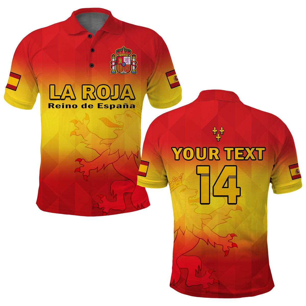 (Custom Text And Number) Spain Football Polo Shirt La Roja Football 2022 - Wonder Print Shop