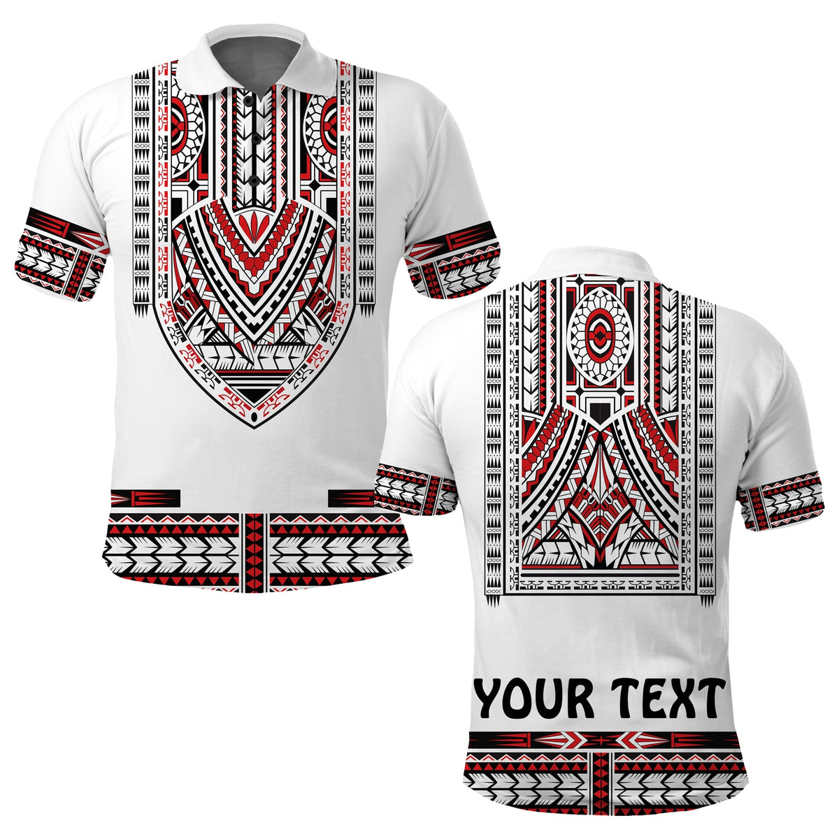 Custom Polynesian Polo Shirt Dashiki With Polynesian Tattoo Royal Version - Wonder Print Shop