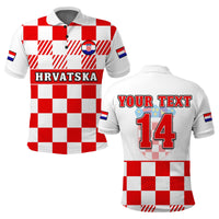 (Custom Text And Number) Croatia Football Polo Shirt Hrvatska Checkerboard Red Version - Wonder Print Shop