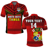 Custom Text And Number Tonga Rugby Polo Shirt Mate Maa Tonga Pacific Ngatu Black - Wonder Print Shop