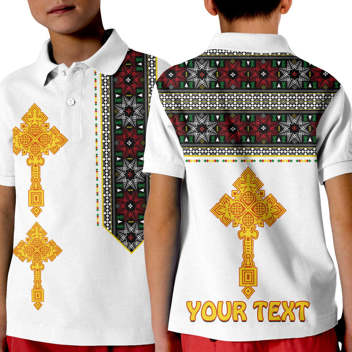 Custom Ethiopia Tibeb Polo Shirt KID Ethiopian Cross Fashion LT13 - Wonder Print Shop