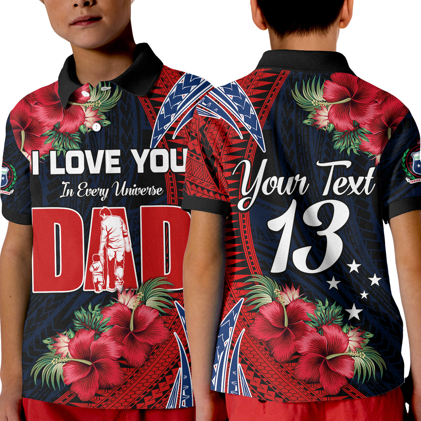 (Custom Text and Number) Samoa Fathers Day Polo Shirt KID Polynesian Best Dad Ever LT13 - Wonder Print Shop