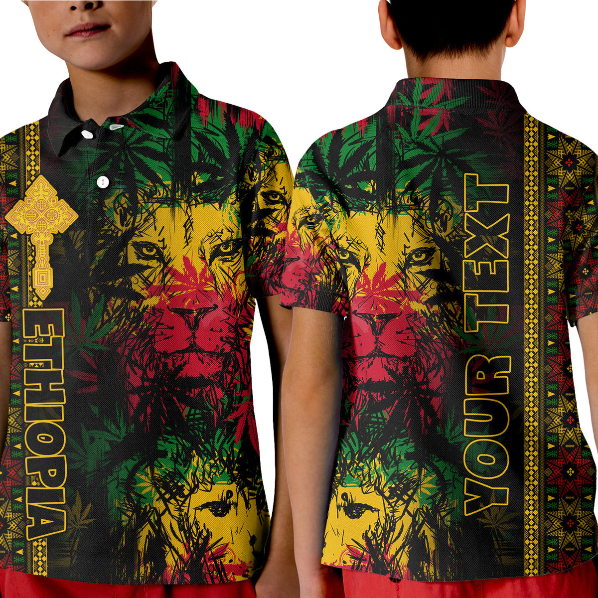 Custom Ethiopia Lion Reggae Polo Shirt Ethiopian Cross LT13 - Wonder Print Shop