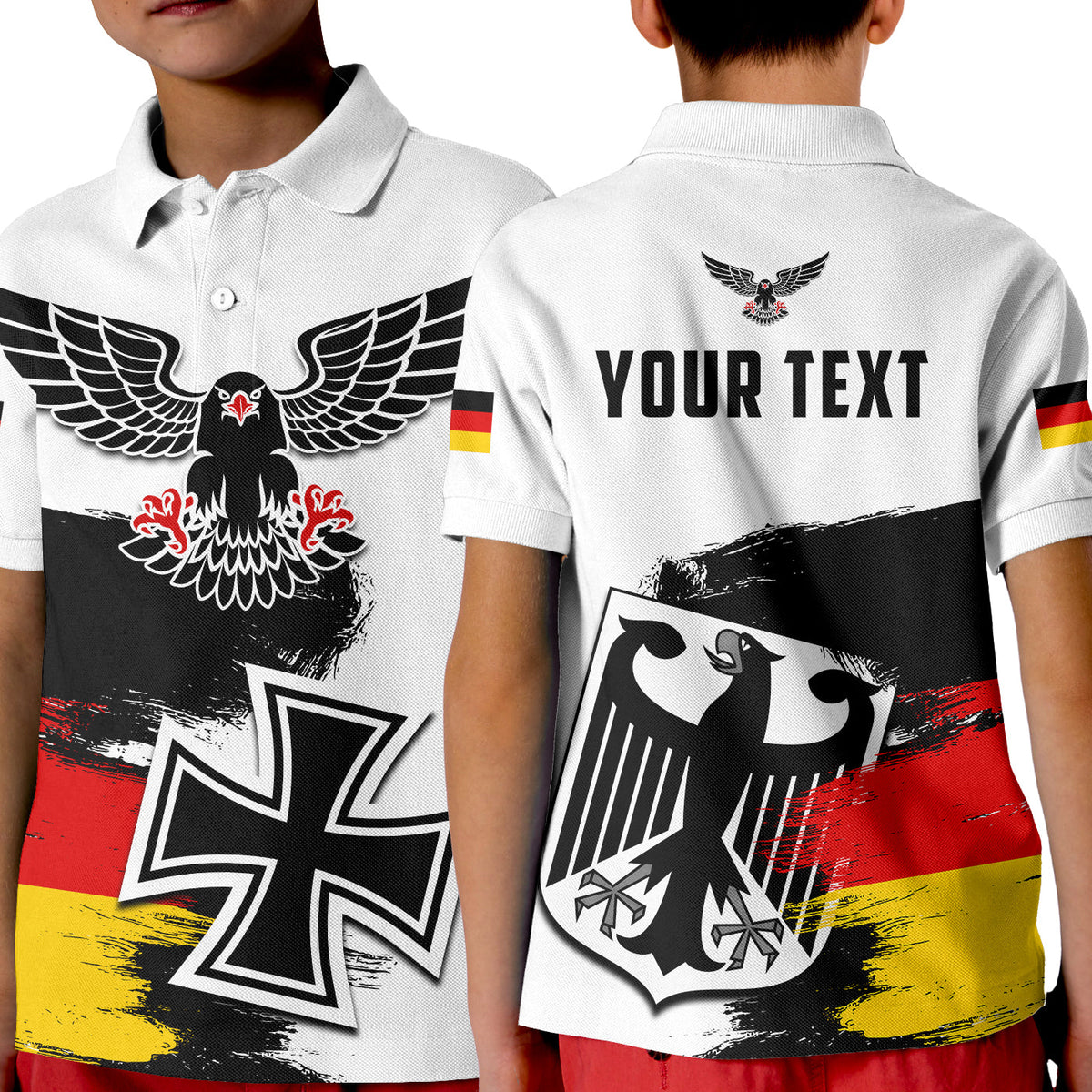 Custom Germany Polo Shirt KID Grunge Deutschland Flag and Eagle LT13 - Wonder Print Shop