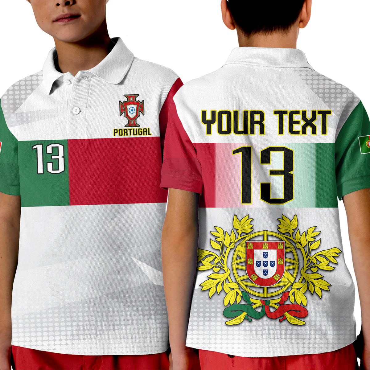 (Custom Text and Number) Portugal Football Polo Shirt Campeao Football 2022 White Sporty LT13 - Wonder Print Shop