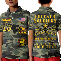 (Custom Text and Chapter) Buffalo Soldiers Polo Shirt KID Camouflage American Heroes BSMC LT13 - Wonder Print Shop