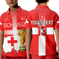 (Custom Text and Number) Switzerland Football Polo Shirt KID Schweizer Pati Champion 2022 World Cup LT13 - Wonder Print Shop