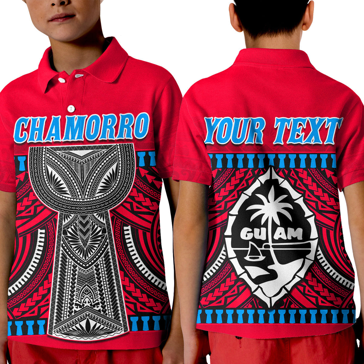 Custom Chamorro Guam Polo Shirt Latte Stone Red Polynesian Haligi LT13 - Wonder Print Shop