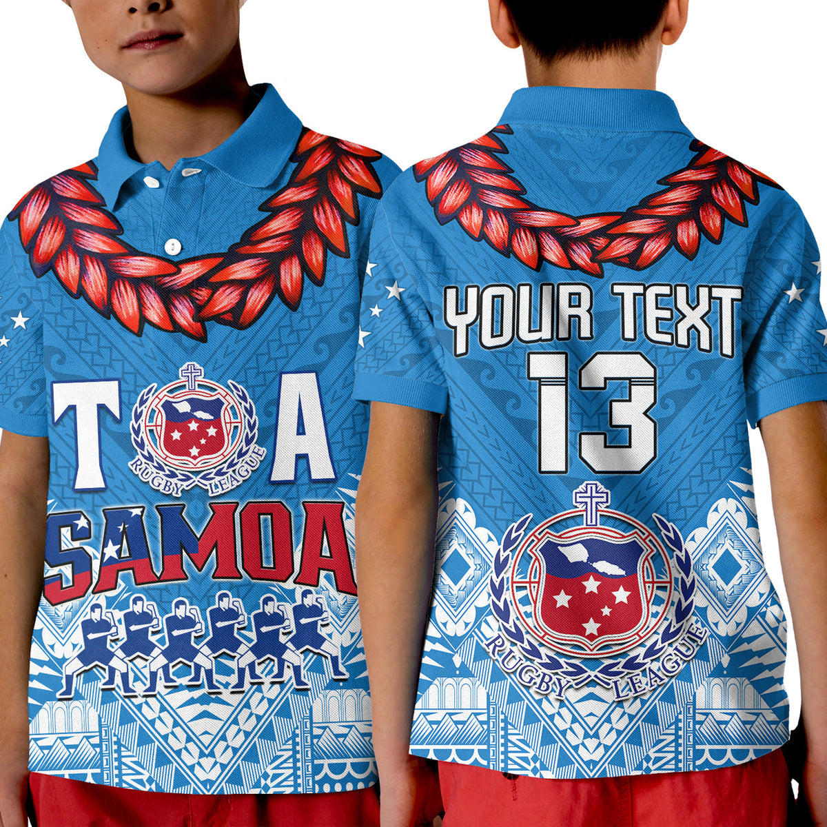 (Custom Text and Number) Toa Samoa Rugby Polo Shirt Manu Siva Tau Style Ulafala LT13 - Wonder Print Shop