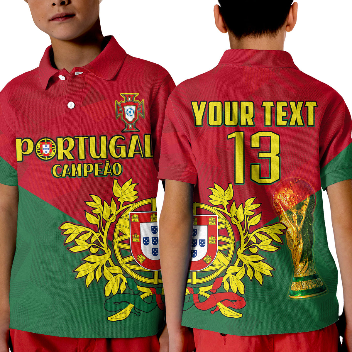 (Custom Text and Number) Portugal Football Polo Shirt Campeao Football 2022 Proud LT13 - Wonder Print Shop