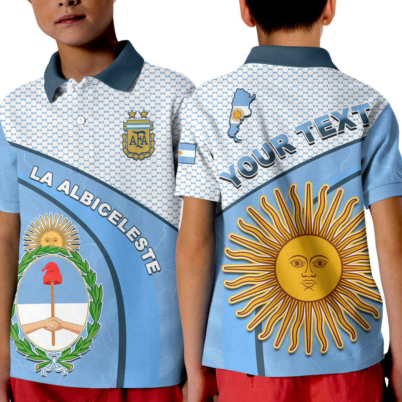 custom-personalised-argentina-football-2022-polo-shirt-kid-champions-blue-sky-may-sun