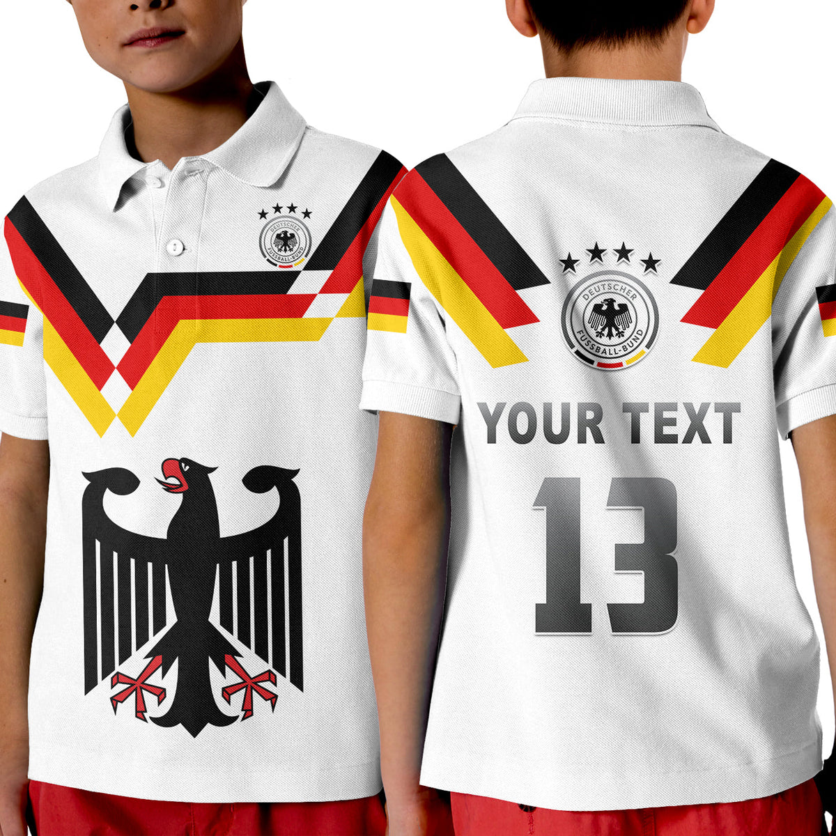 (Custom Text and Number) Germany Football Polo Shirt KID Deutschland 2022 Style LT13 - Wonder Print Shop