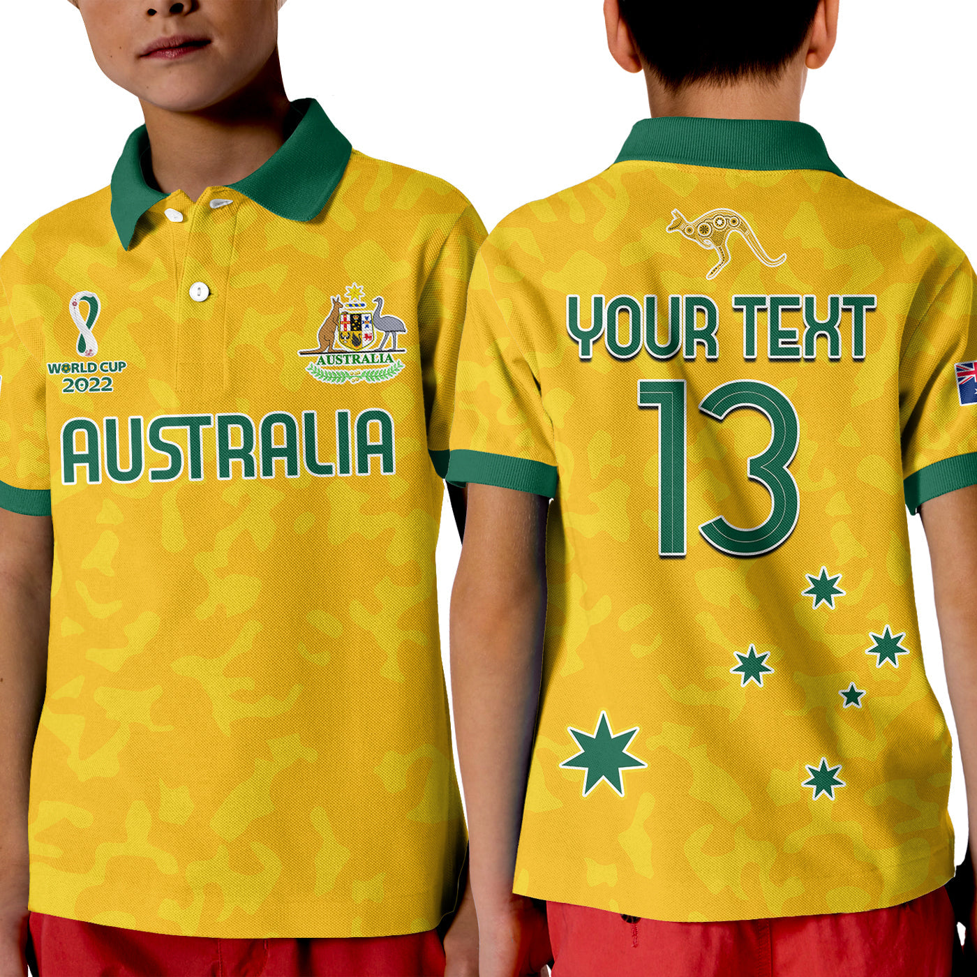 custom-text-and-number-australia-soccer-polo-shirt-kid-world-cup-football-2022-socceroos-with-kangaroos