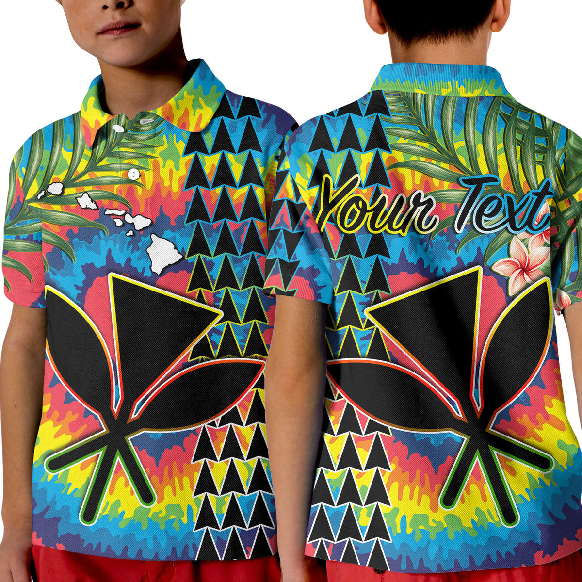 Custom Hawaii Rainbow Tie Dye Polo Shirt Flowers Polynesian Hawaiian Tribal LT13 - Wonder Print Shop