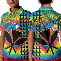 Custom Hawaii Rainbow Tie Dye Polo Shirt Flowers Polynesian Hawaiian Tribal LT13 - Wonder Print Shop