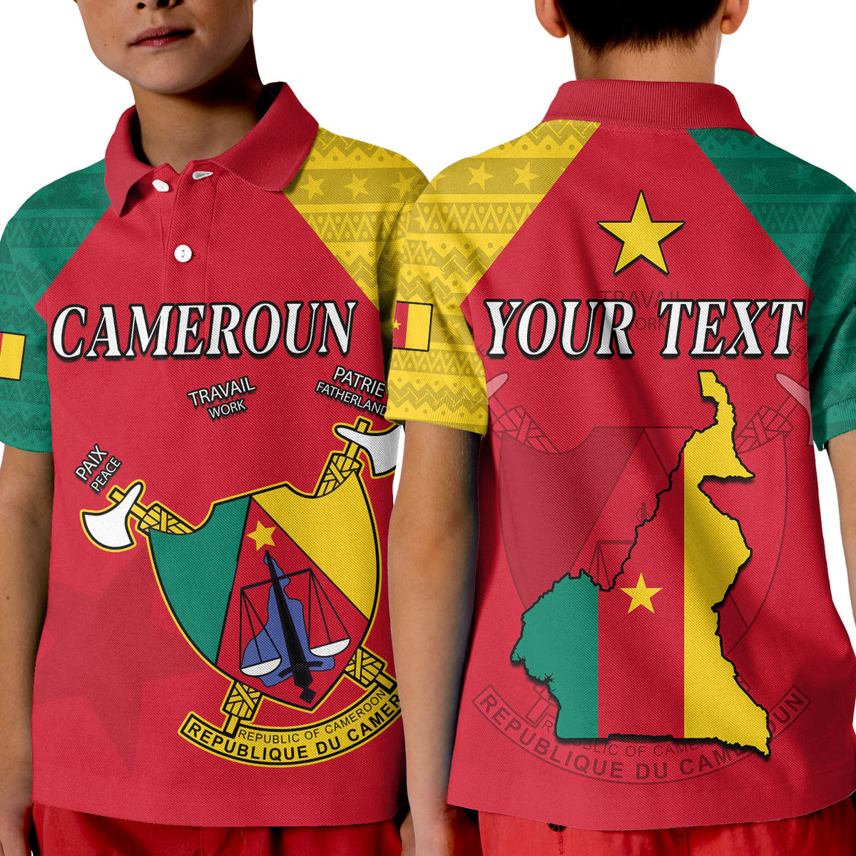 Custom Cameroon Polo Shirt KID Independence Day Cameroonians Pattern LT13 - Wonder Print Shop