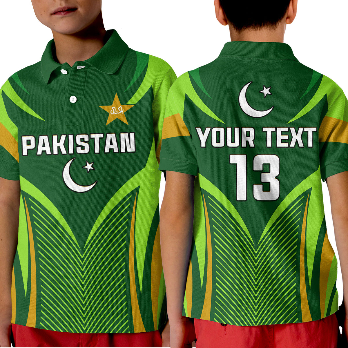 (Custom Text and Number) Pakistan Cricket Polo Shirt Green Shaheens Champion LT13 - Wonder Print Shop