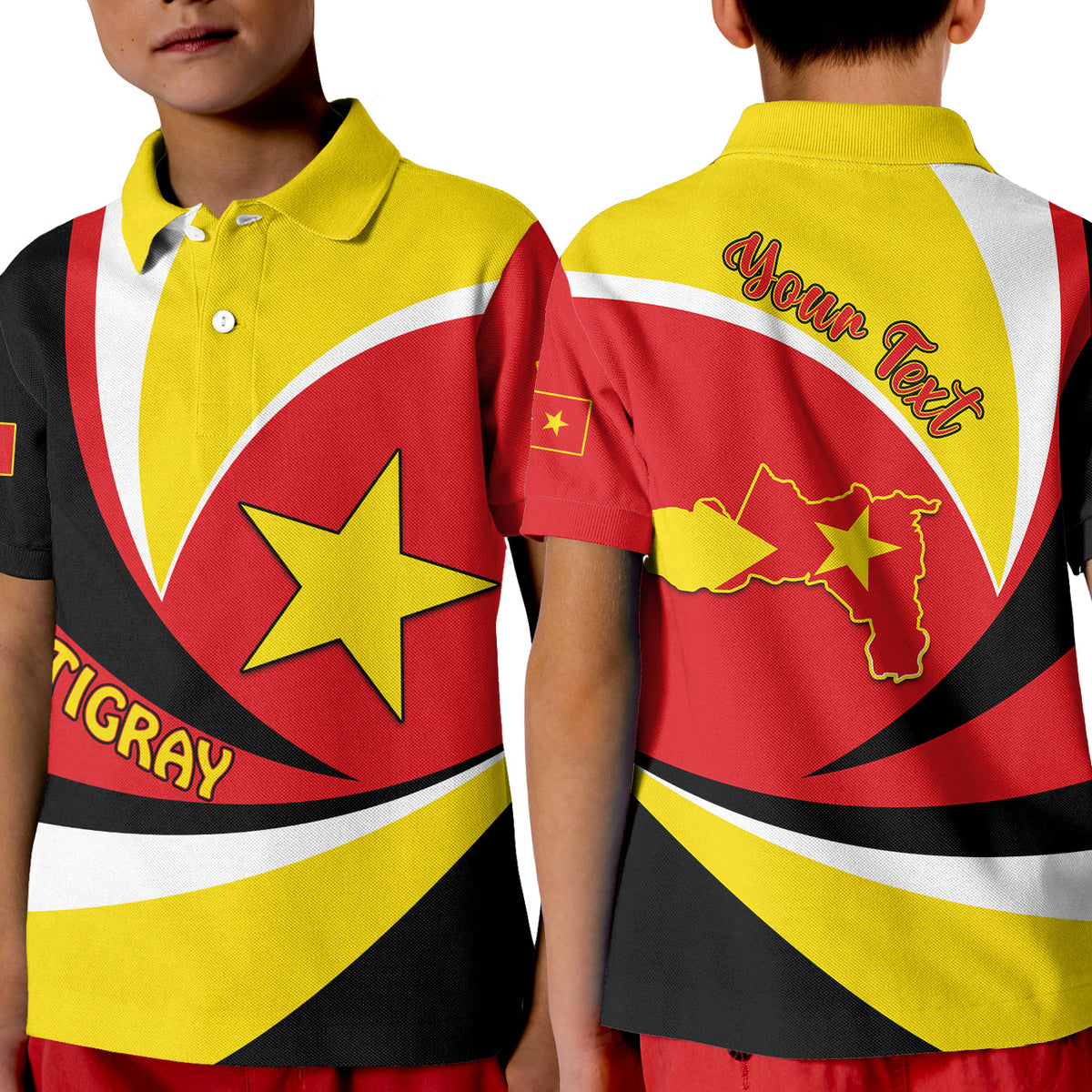 Custom Tigray Polo Shirt KID Style Color Flag LT13 - Wonder Print Shop