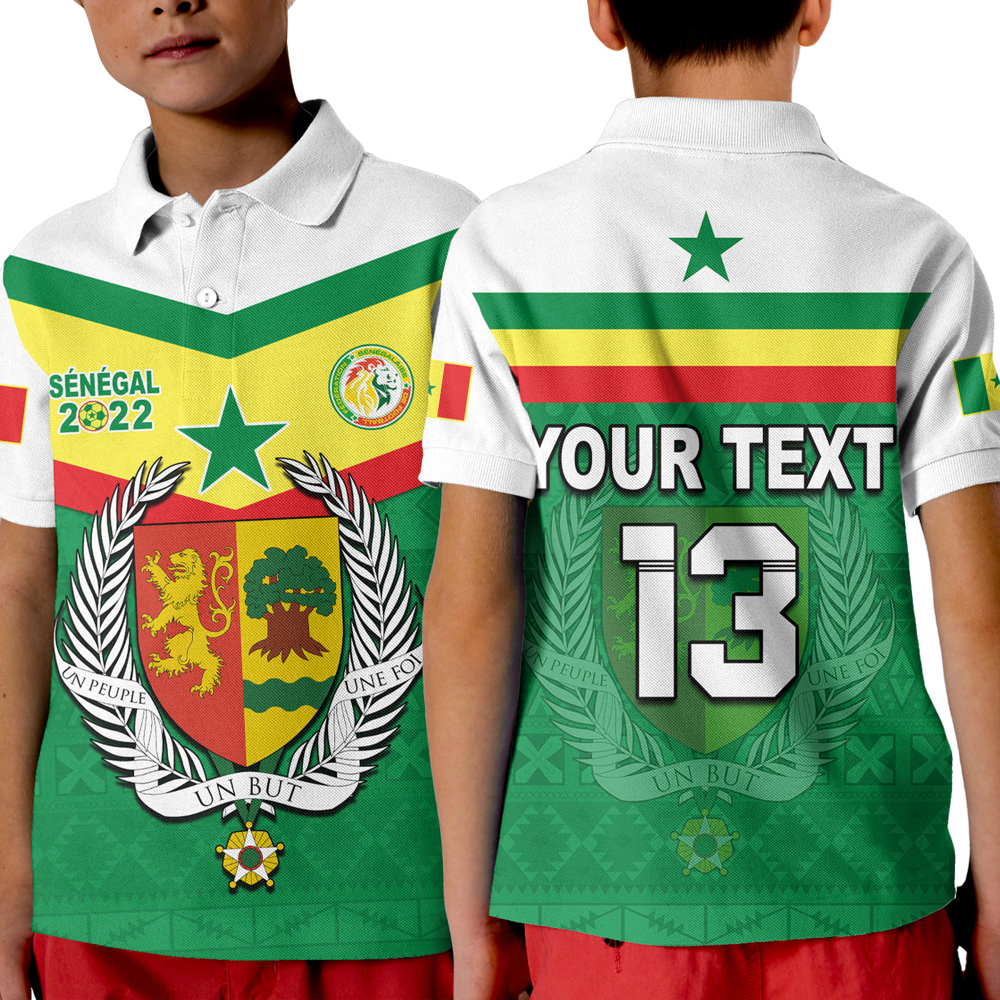 (Custom Text and Number) Senegal Polo Shirt 2022 Sporty KID Lions of Teranga Proud Football LT13 - Wonder Print Shop